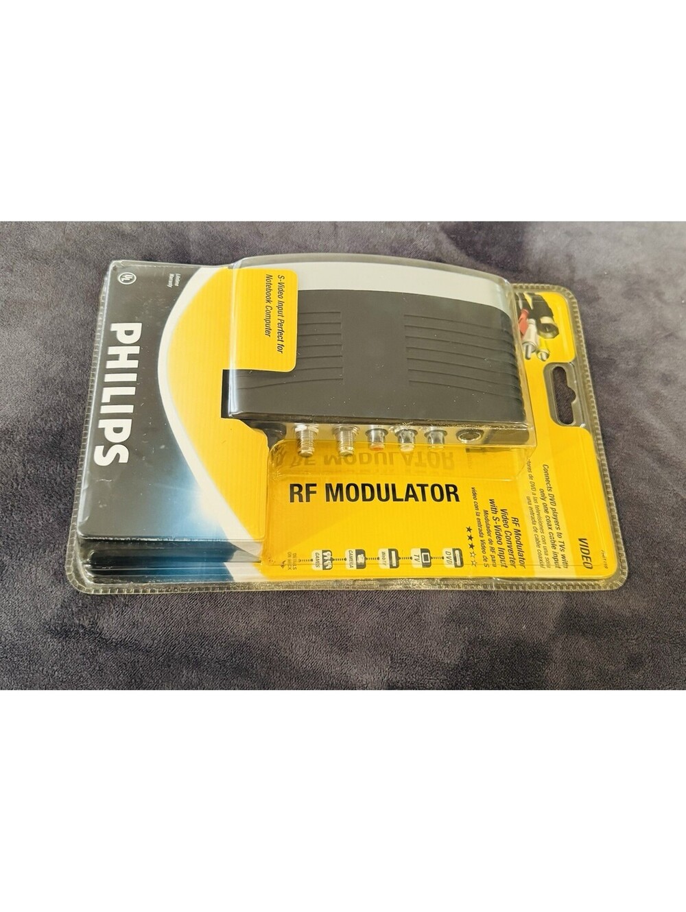 Philips RF Modulator Video RCA To Coaxial Converter Model PH61159 S-Video Sealed
